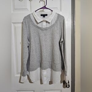 Tommy Hilfiger Gray Sweater with White Collar